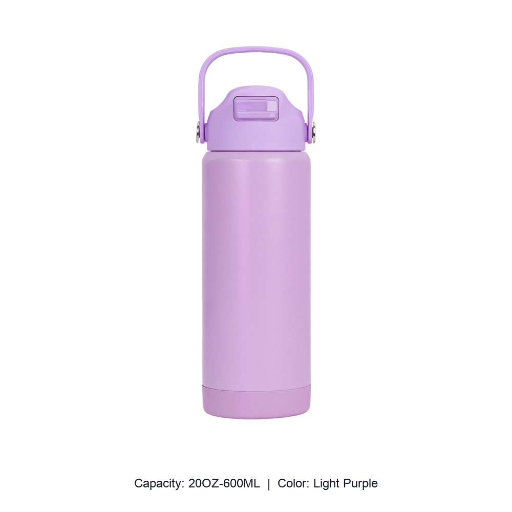 12oz 20oz 304 Stainless Steel Straw Insulated Bottle — 20OZ-600ML / Light Purple