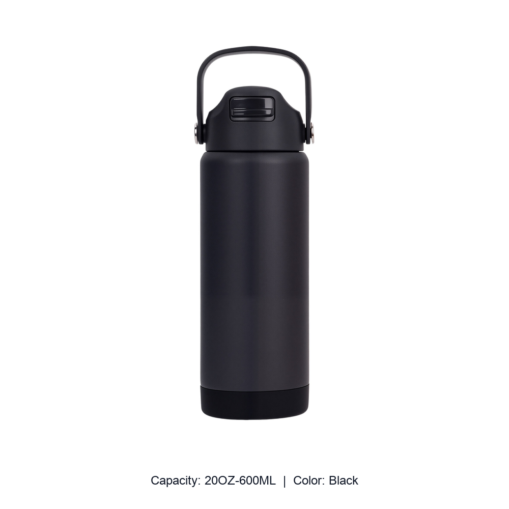 12oz 20oz 304 Stainless Steel Straw Insulated Bottle — 20OZ-600ML / Black