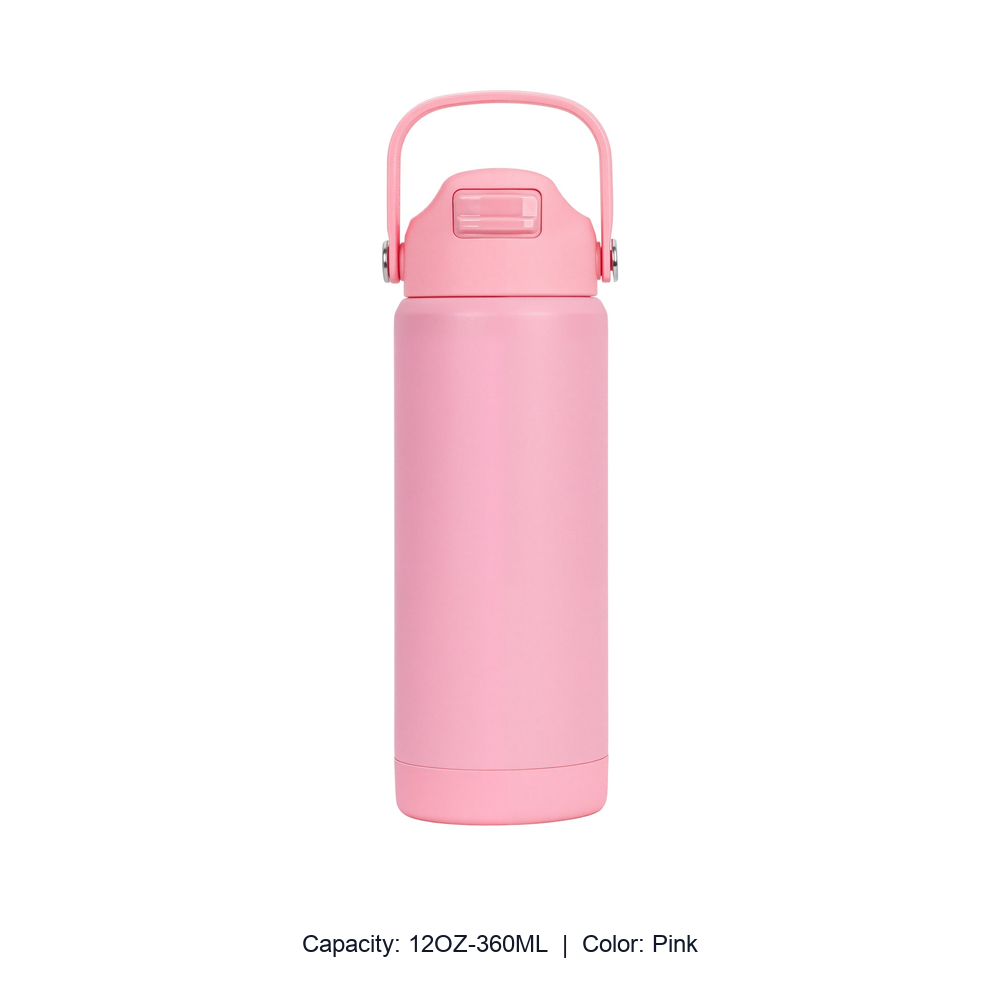 12oz 20oz 304 Stainless Steel Straw Insulated Bottle — 12OZ-360ML / Pink