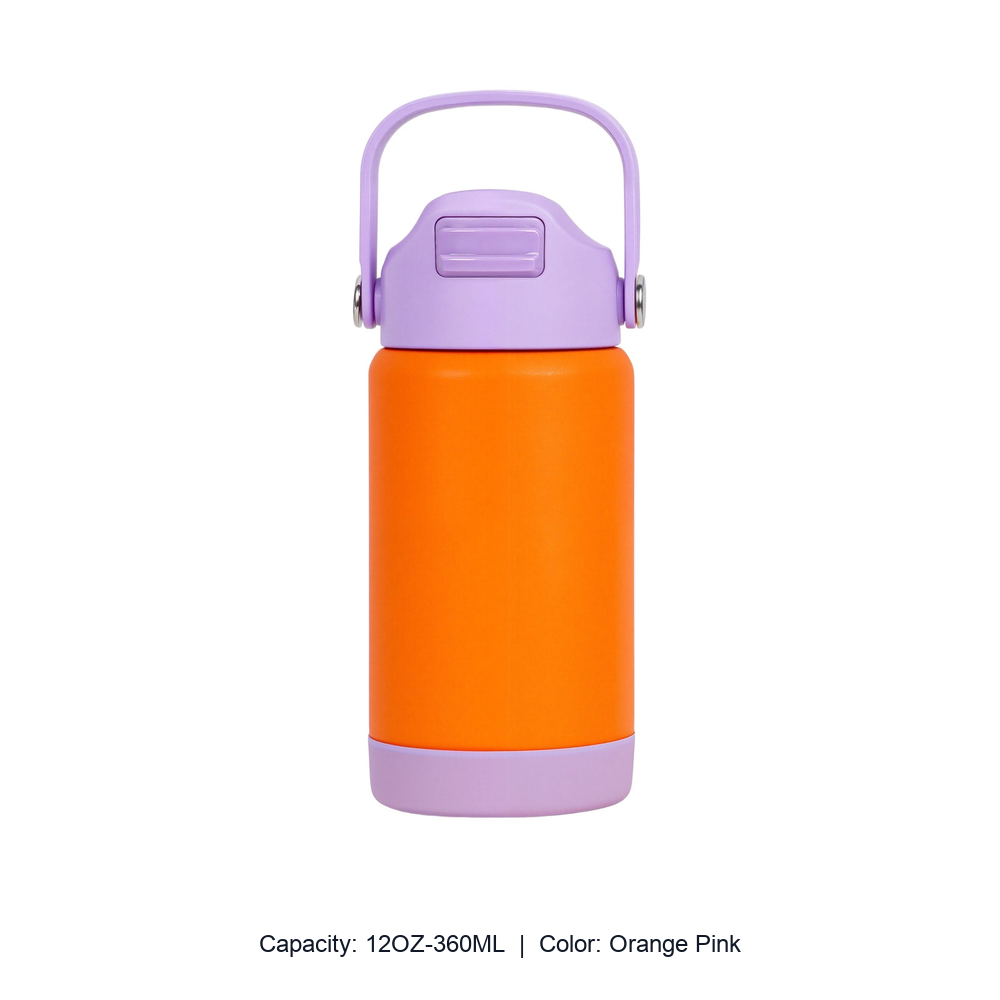 12oz 20oz 304 Stainless Steel Straw Insulated Bottle — 12OZ-360ML / Orange Pink