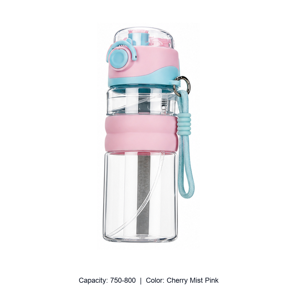 2026 Tritan Straight-Drink Student Water Bottle — 750-800 / Cherry Mist Pink