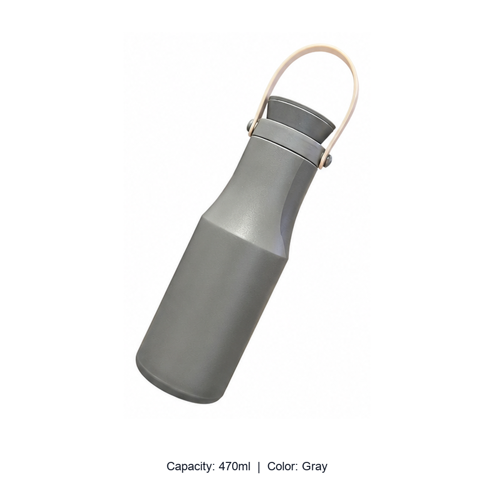 304 Stainless Steel Bowling-Shape Insulated Sports Bottle — 470ml / Gray