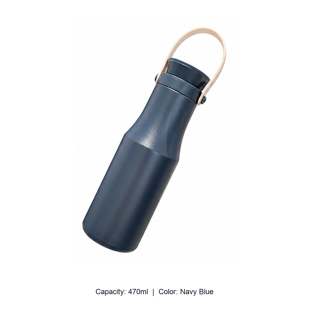 304 Stainless Steel Bowling-Shape Insulated Sports Bottle — 470ml / Navy Blue