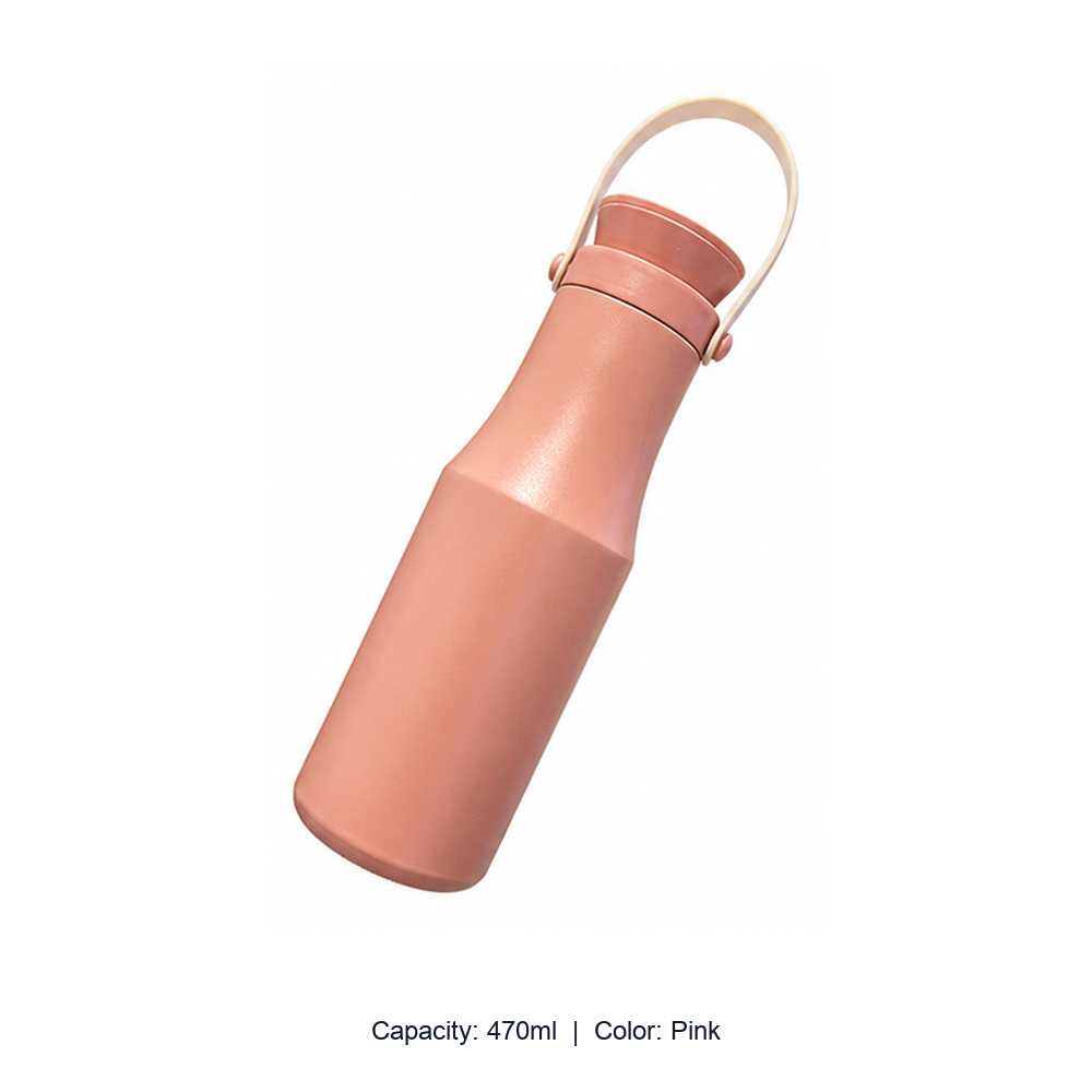 304 Stainless Steel Bowling-Shape Insulated Sports Bottle — 470ml / Pink