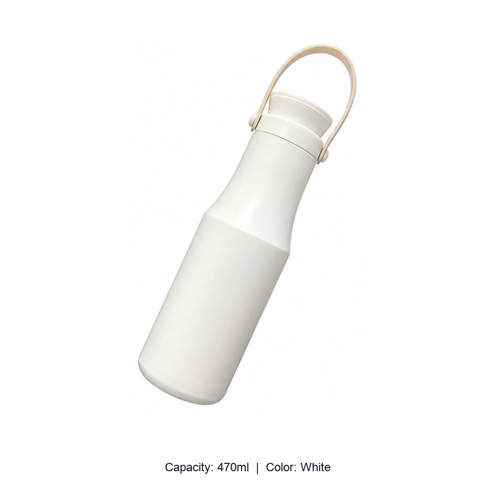 304 Stainless Steel Bowling-Shape Insulated Sports Bottle — 470ml / White