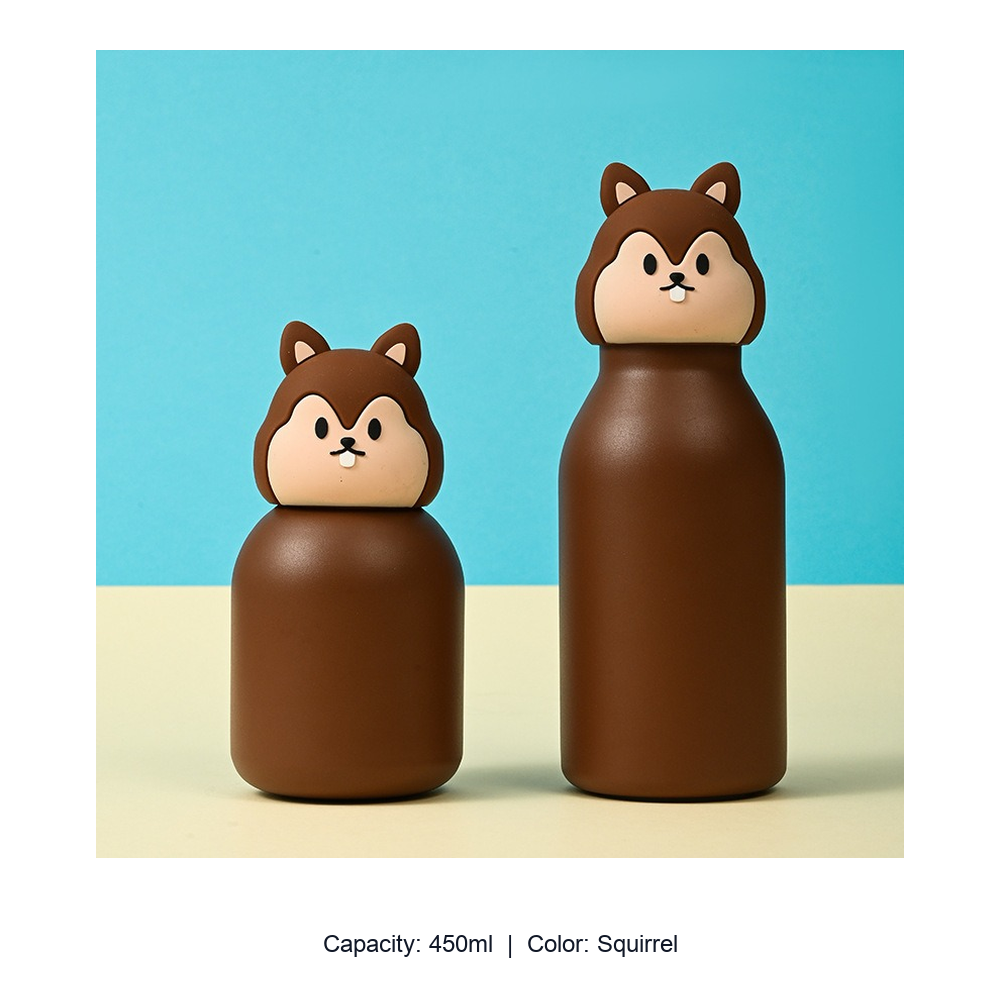 304 Stainless Steel Cartoon Animal Kids Insulated Bottle — 450ml / Squirrel