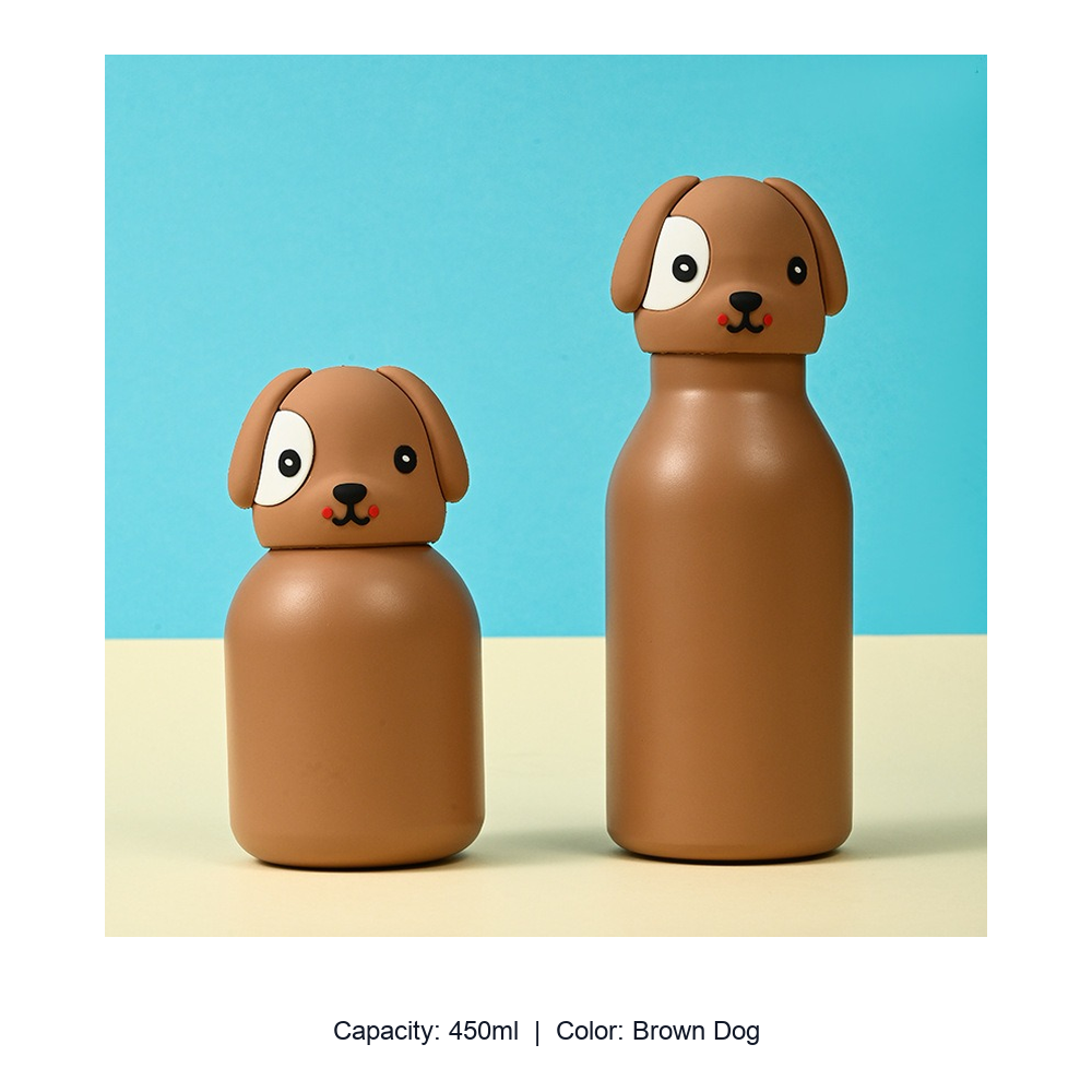 304 Stainless Steel Cartoon Animal Kids Insulated Bottle — 450ml / Brown Dog