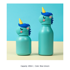 304 Stainless Steel Cartoon Animal Kids Insulated Bottle — 450ml / Blue Unicorn