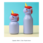 304 Stainless Steel Cartoon Animal Kids Insulated Bottle — 450ml / Purple Unicorn