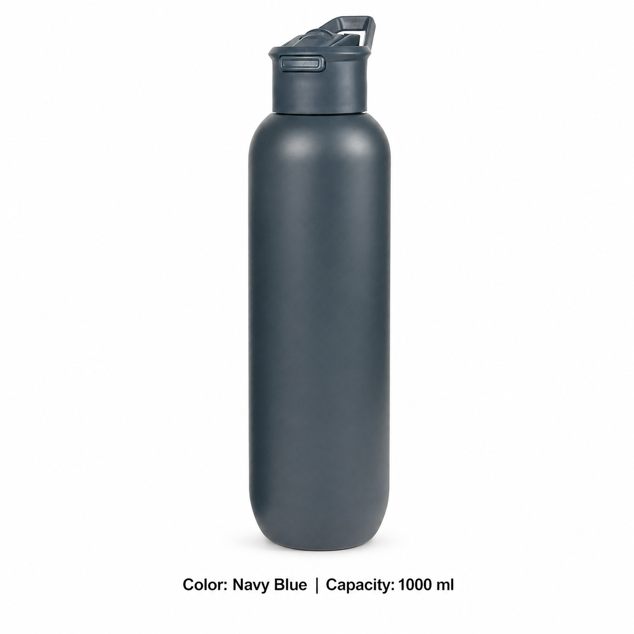 304 Stainless Steel Vacuum Sports Bottle, Straw — 1000 ml / Navy Blue
