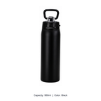304 Stainless Steel Vacuum Sports Bottle with Straw Lid — 950ml / Black