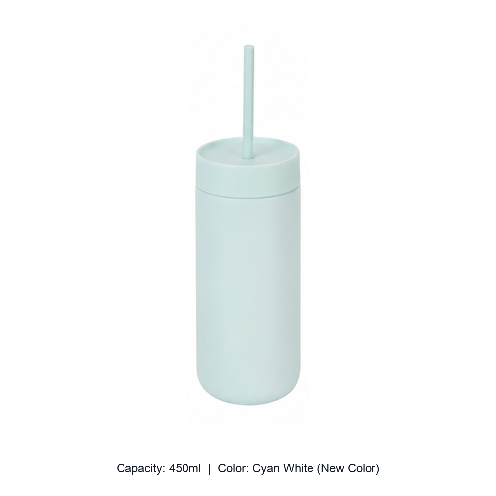 450ml 316 Stainless Steel Vacuum Straw Bottle — 450ml / Cyan White (New Color)