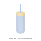 450ml 316 Stainless Steel Vacuum Straw Bottle — 450ml / Light Yellow and Sky Blue