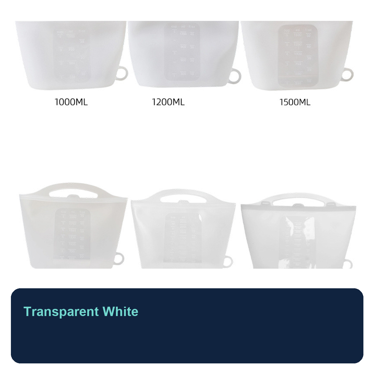 Reusable Silicone Food Storage Bag, 1000–3000 ml