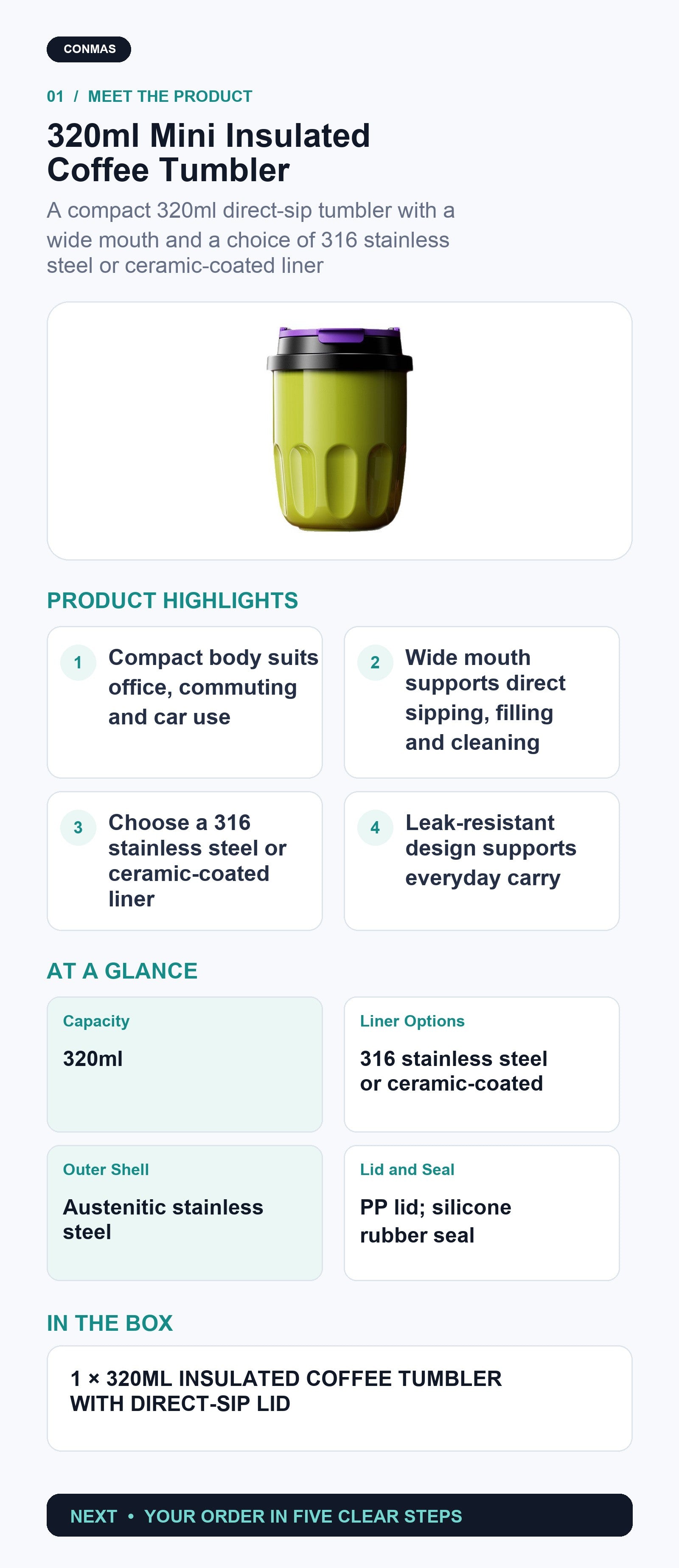 Custom 320ml Mini Insulated Coffee Tumbler