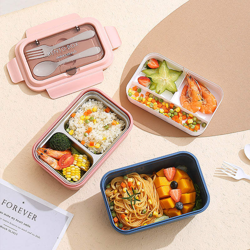 Custom Logo PP and Stainless Steel Divided Lunch Box