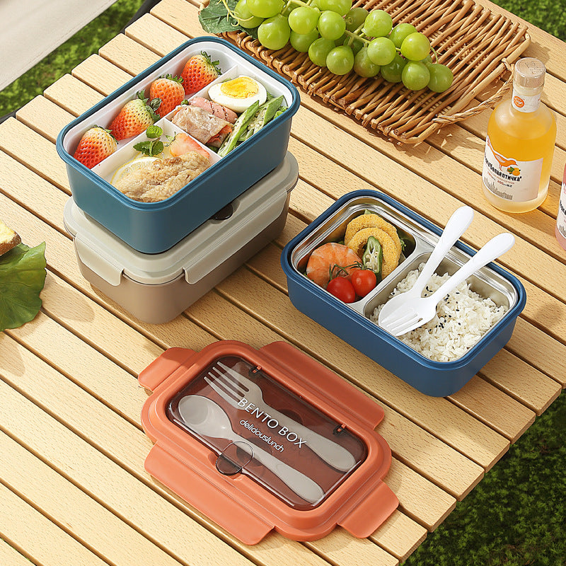Custom Logo PP and Stainless Steel Divided Lunch Box