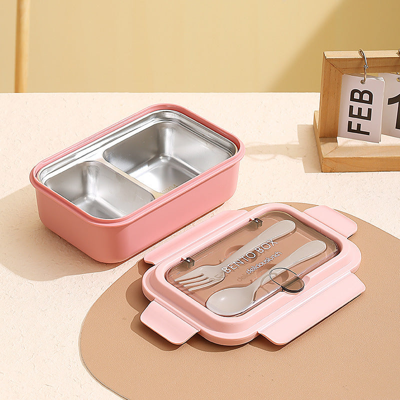 Custom Logo PP and Stainless Steel Divided Lunch Box