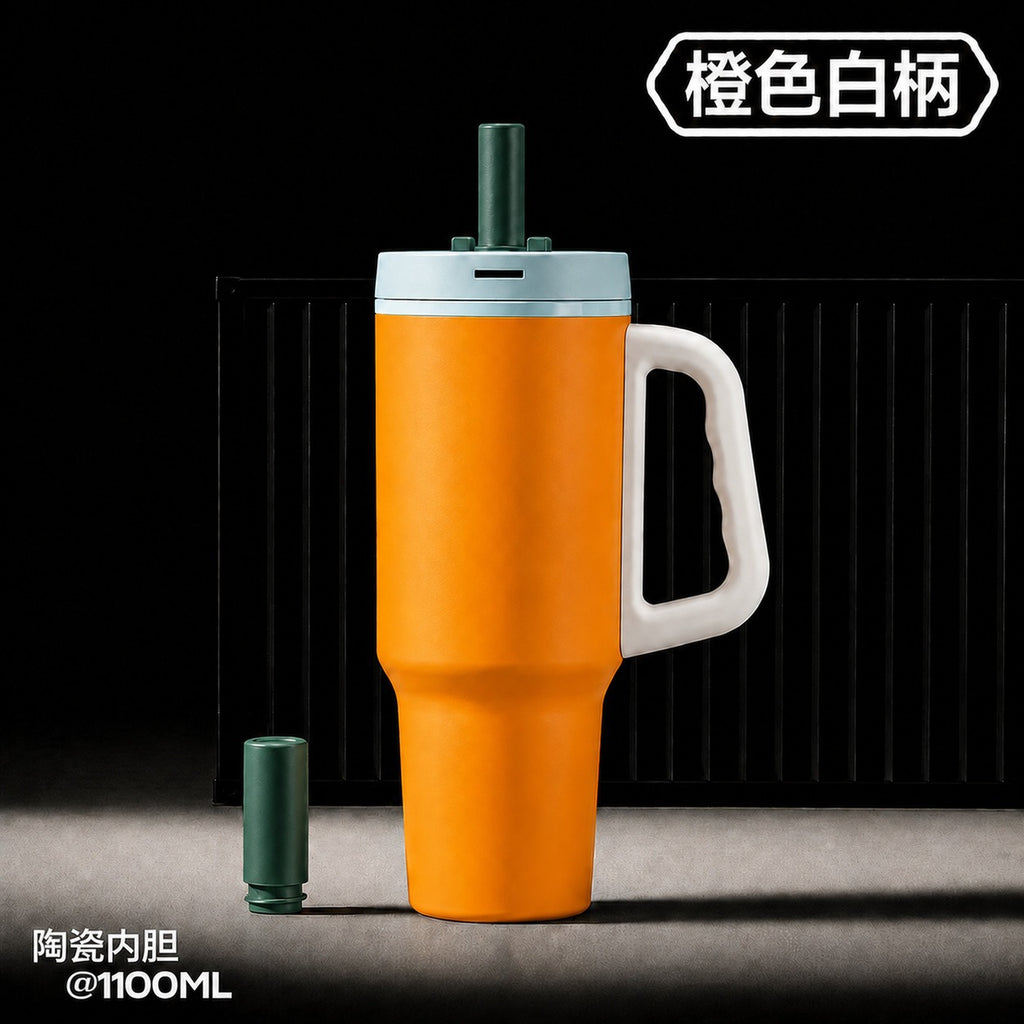 1100 ml 316 Stainless Steel & Ceramic-Lined Insulated Straw Tumbler