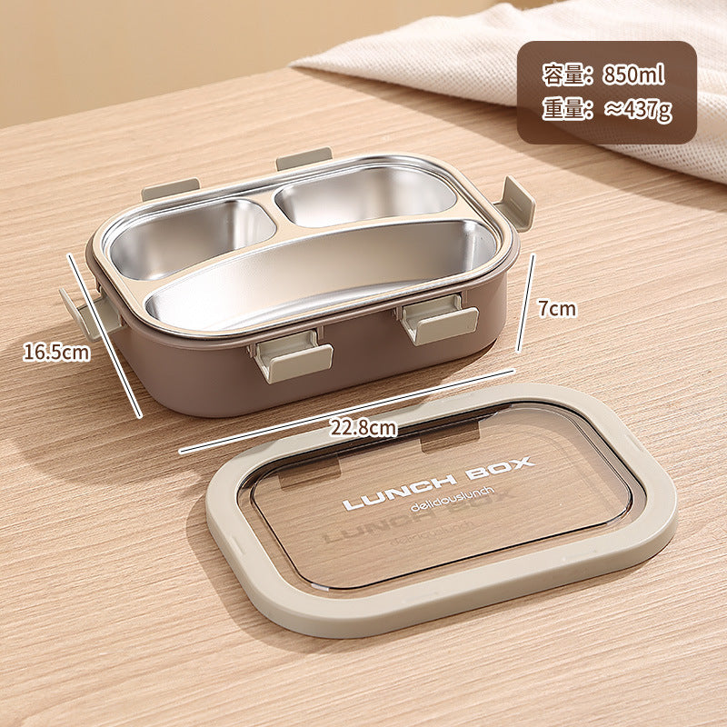 Custom Logo PP and Stainless Steel Divided Lunch Box