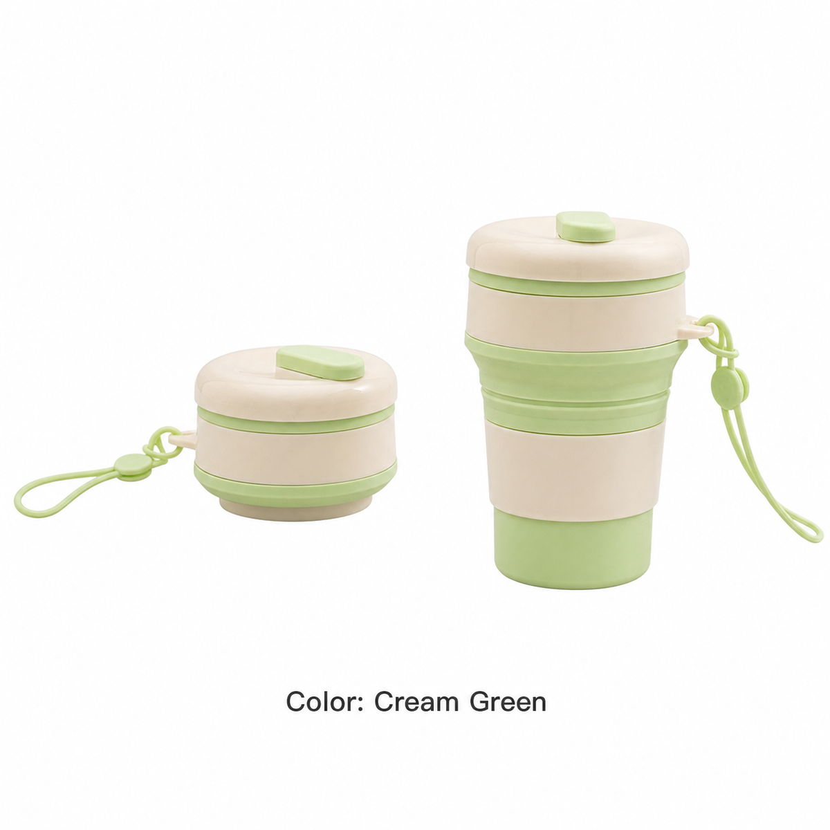 Collapsible Silicone Travel Cup — Cream Green