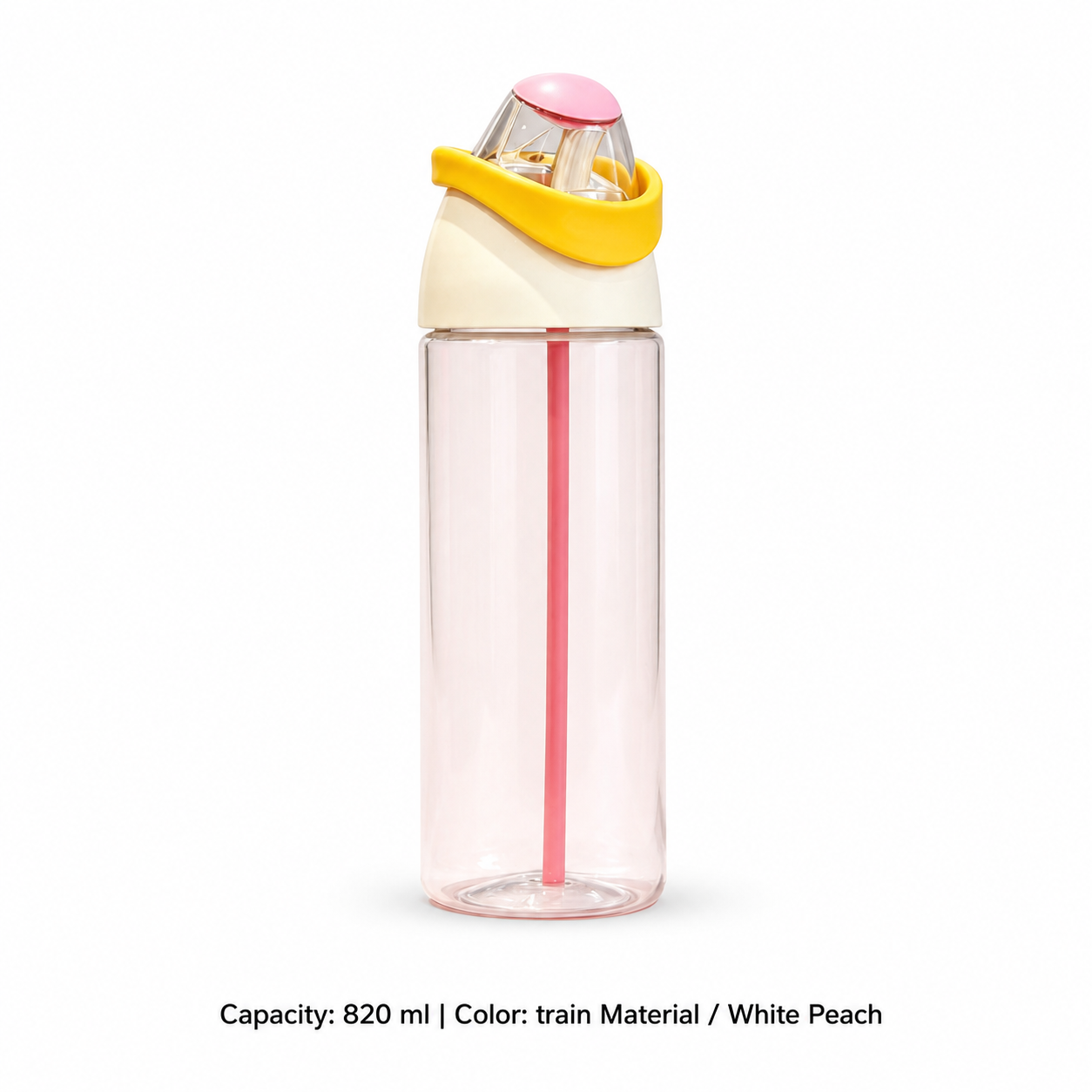 Dual-Drink Sports Water Bottle — 820 ml / train Material / White Peach