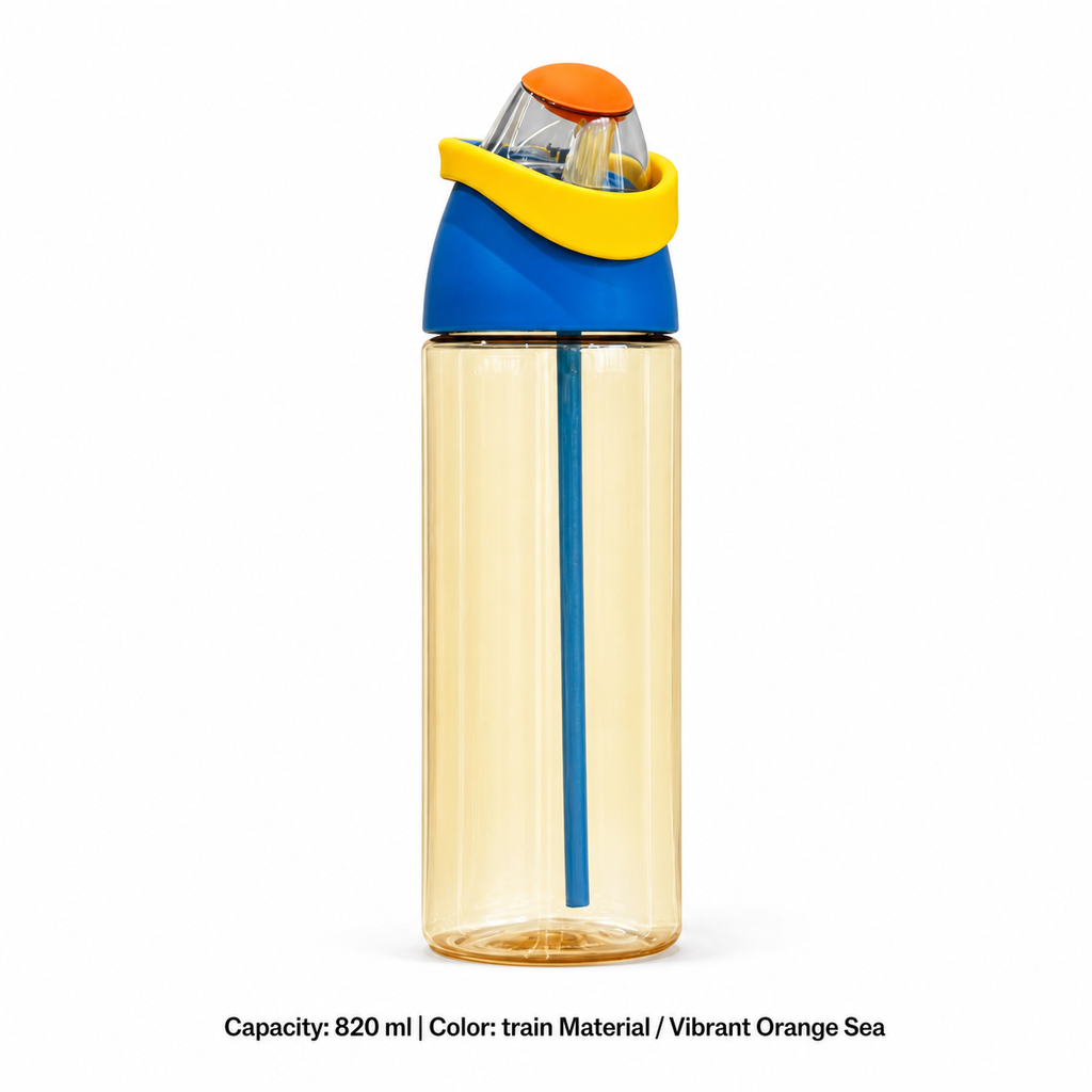 Dual-Drink Sports Water Bottle — 820 ml / train Material / Vibrant Orange Sea
