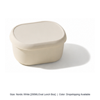 Food-Grade Silicone Microwave Lunch Box with Lid — Nordic White [200MLOval Lunch Box] / Dropshipping Available