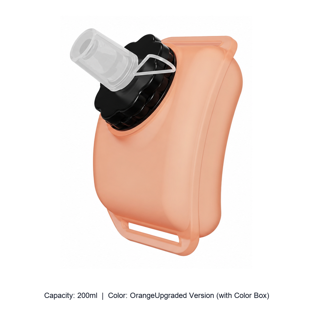 Food-Grade Silicone Wrist Sports Water Bottle — 200ml / OrangeUpgraded Version (with Color Box)