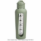 Glass Dual-Drink Bottle, Silicone Sleeve — 700–1000 ml / Green · 700 ml