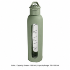 Glass Dual-Drink Bottle, Silicone Sleeve — 700–1000 ml / Green · 1000 ml