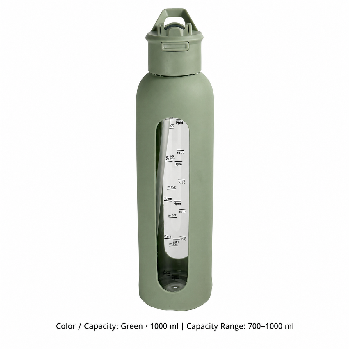 Glass Dual-Drink Bottle, Silicone Sleeve — 700–1000 ml / Green · 1000 ml