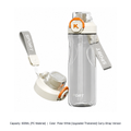 Heat-Resistant Thickened Plastic Straw Sports Bottle — 600ML [PC Material] / Polar White [Upgraded Thickened] Carry-Strap Version