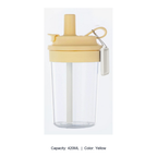 Heat-Resistant Tritan Dual-Drink Straw Bottle — 420ML / Yellow