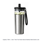Large-Capacity 316 Stainless Steel Tea Infuser Tumbler — 700ml / Tritan Tea Infuser-Natural Stainless Steel-Ceramic Liner