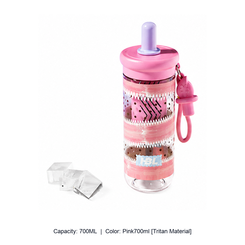 Large-Capacity Tritan Straw Water Bottle — 700ML / Pink700ml [Tritan Material]