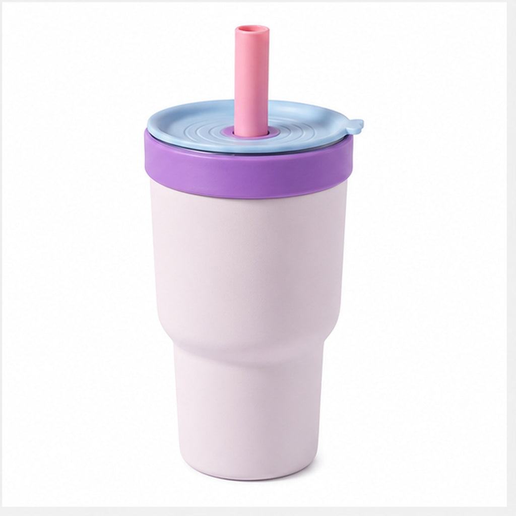 2-in-1 Borosilicate Glass & Stainless Steel Straw Tumbler – 580/620 ml