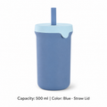 Portable Silicone Straw Bottle, 500ml — 500 ml / Blue · Straw Lid