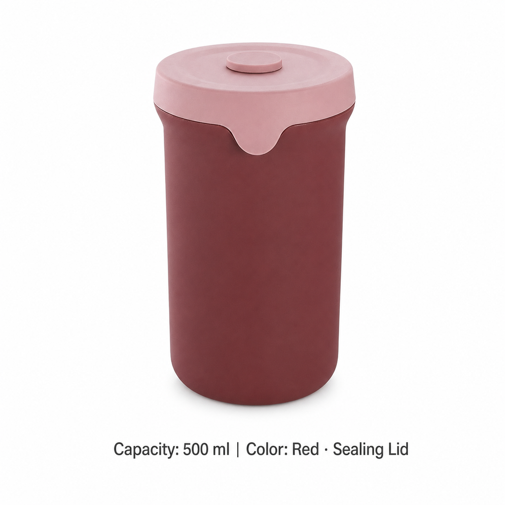 Portable Silicone Straw Bottle, 500ml — 500 ml / Red · Sealing Lid