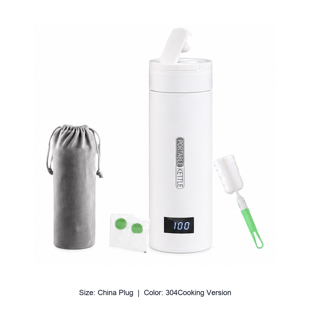Portable Stainless Steel Electric Heating Travel Cup — China Plug / 304Cooking Version