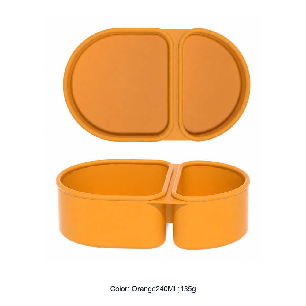 Silicone Divided Microwave Lunch Box Set — Orange240ML;135g
