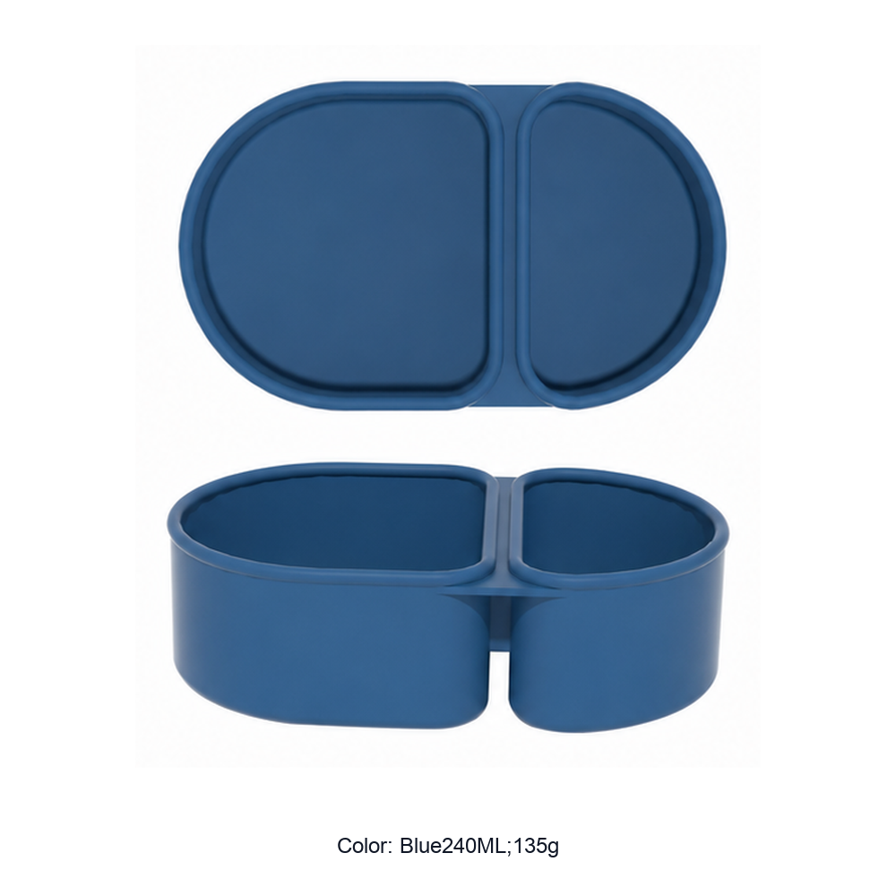 Silicone Divided Microwave Lunch Box Set — Blue240ML;135g