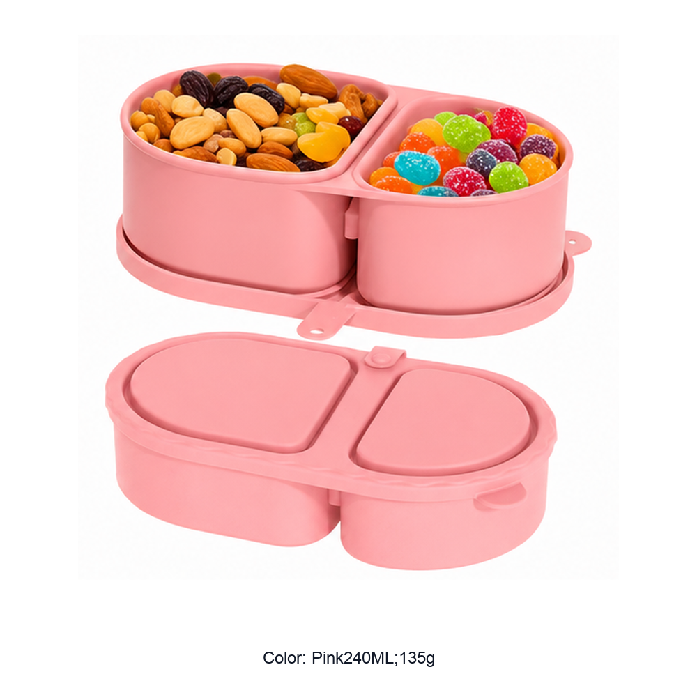 Silicone Divided Microwave Lunch Box Set — Pink240ML;135g