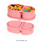 Silicone Divided Microwave Lunch Box Set — Pink240ML;135g