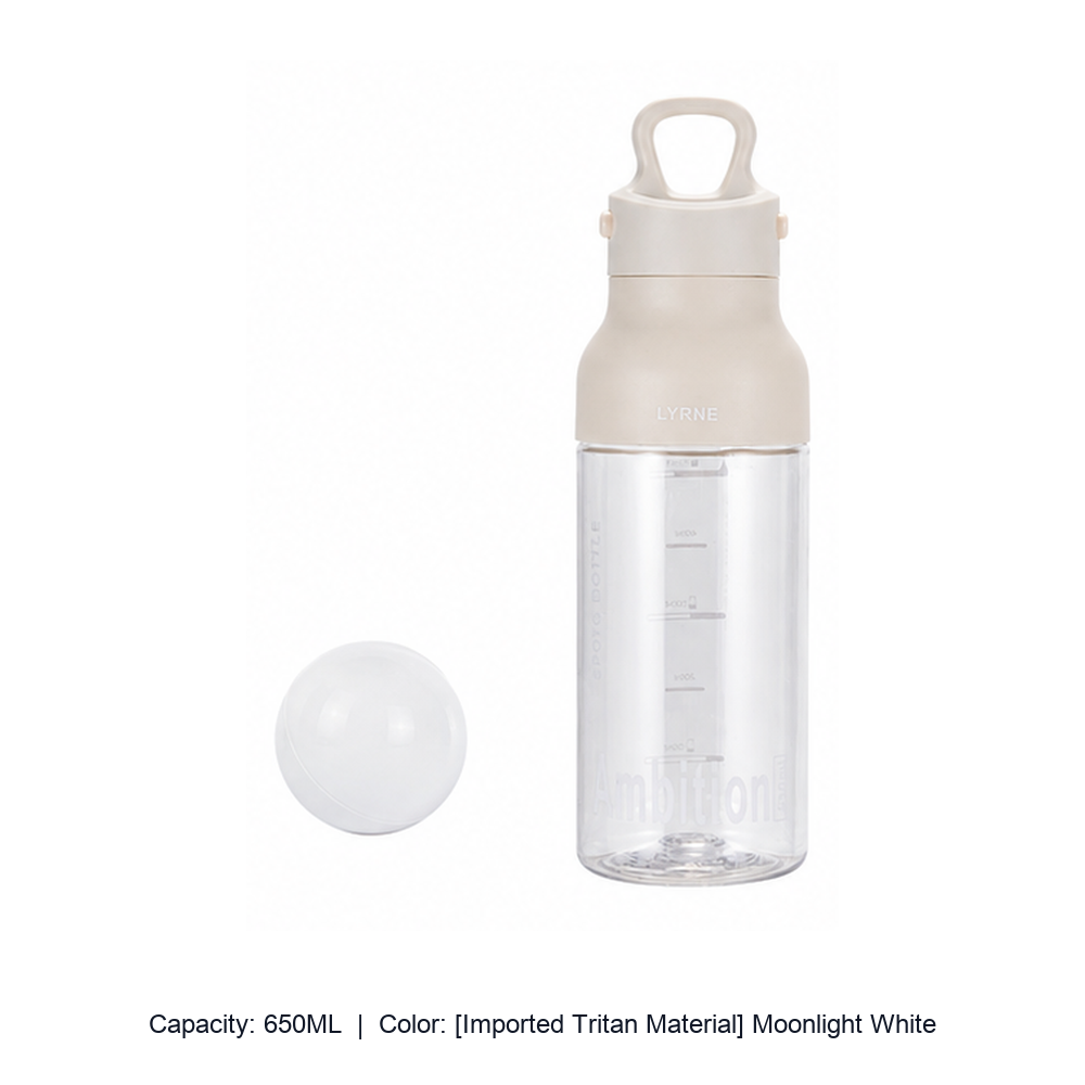 Threadless Quick-Open Tritan Sports Water Bottle — 650ML / [Imported Tritan Material] Moonlight White