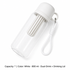 Tritan Dual-Drink Bottle with Tea Chamber — * / White · 800 ml · Dual-Drink + Drinking Lid