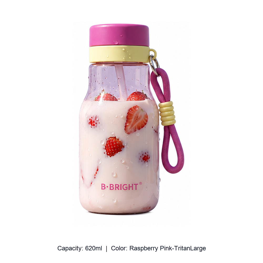 Tritan Dual-Drink Water Bottle with Tea Infuser — 620ml / Raspberry Pink-TritanLarge