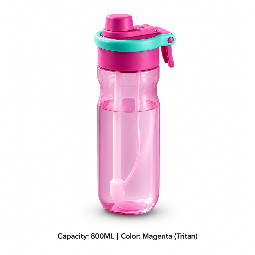 Tritan Kids' Mist Spray Straw Bottle — 800ML / Magenta (Tritan)
