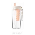 Tritan Pet-Themed Straw Bottle with Tea Infuser — 750ml / Pink