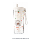 Tritan Pet-Themed Straw Bottle with Tea Infuser — 750ml / White-Squirrel
